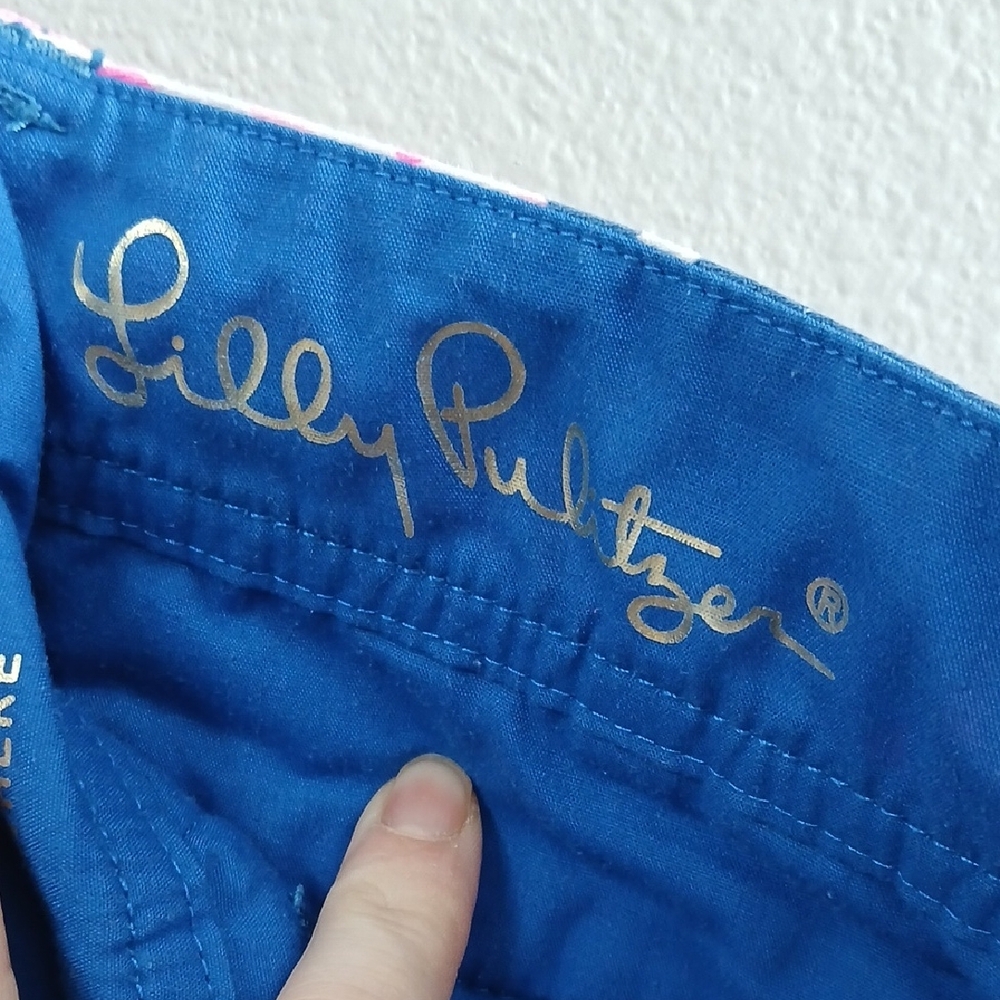 Lilly Pulitzer Callahan Pink and Blue Jean Shorts 00 - Picture 6 of 7